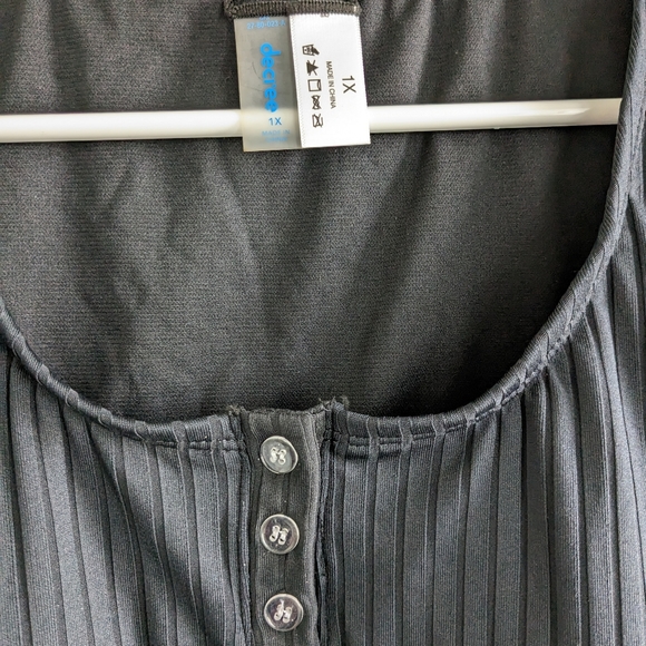 NWT Decree 2-Piece Ribbed Swimsuit - Short Sleeve Crop Top, High Waisted Bottom - Picture 6 of 7